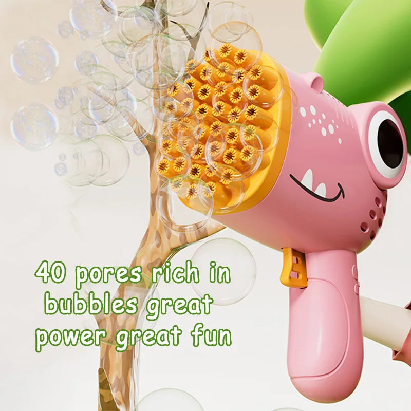 40 hole Dinosaur Bubble Gunner with Multi hole Bubble Gun Outdoor Entertainment Toy [No Bubble Water]