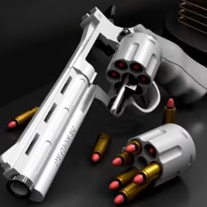 Toy Revolver Gun for Boys Pretend Play Toy Pistol with Shell Ejection Soft Darts Blaster Birthday Gift for Outdoors
