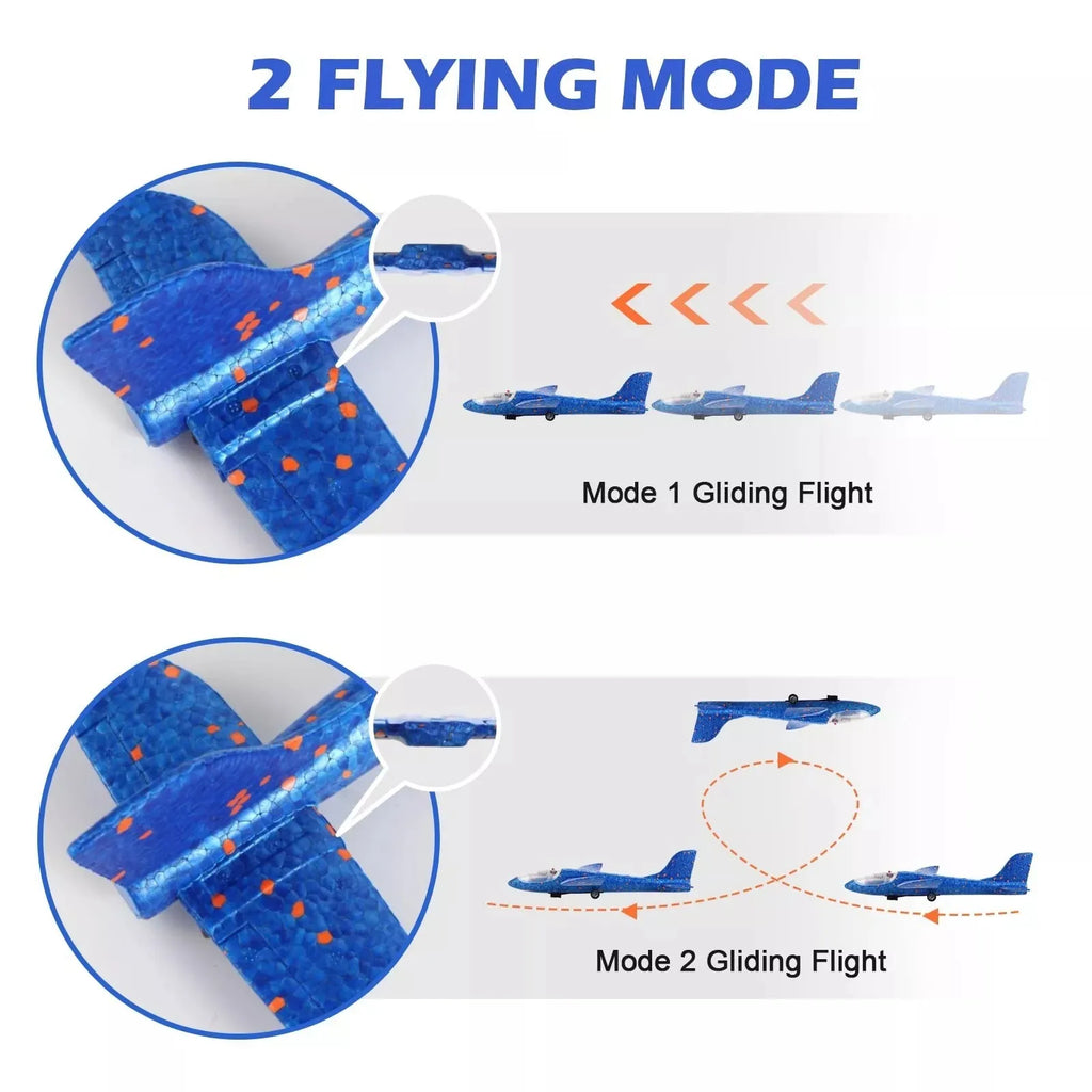 Glowing Foam Aircraft 10M Launcher Catapult Glider Airplane Gun Toy Children Outdoor Game Shooting Flying Boy Girl Holiday Gifts
