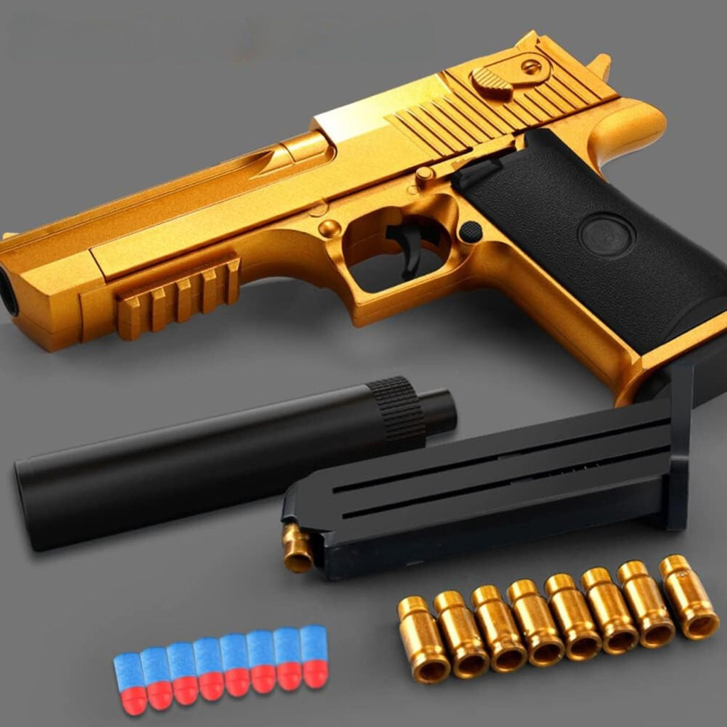 Toy Gun Shell Ejecting Soft Bullet with Ejecting Magazine - Toy Pistol with Soft Foam 10 Bullets - 8 Cartridges Toy Guns for Boys and Girls