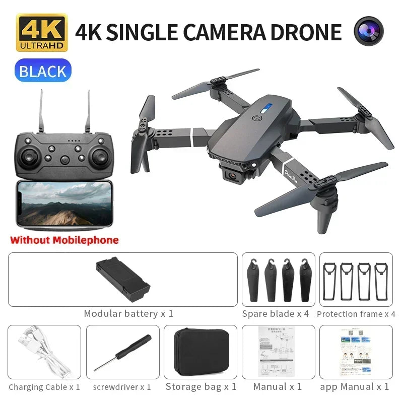 New E88Pro RC Drone 4K Professinal With 1080P Wide Angle Dual HD Camera Foldable RC Helicopter WIFI FPV Height Hold Apron Sell