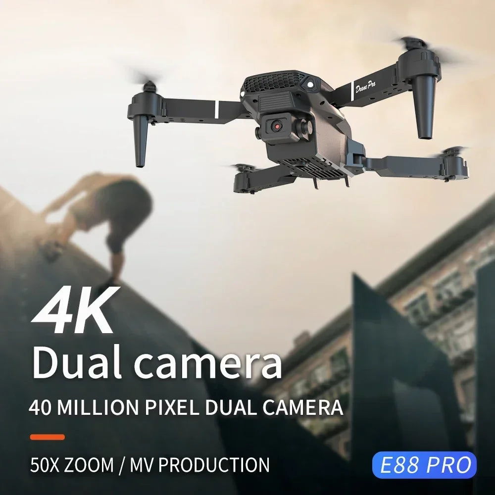 New E88Pro RC Drone 4K Professinal With 1080P Wide Angle Dual HD Camera Foldable RC Helicopter WIFI FPV Height Hold Apron Sell
