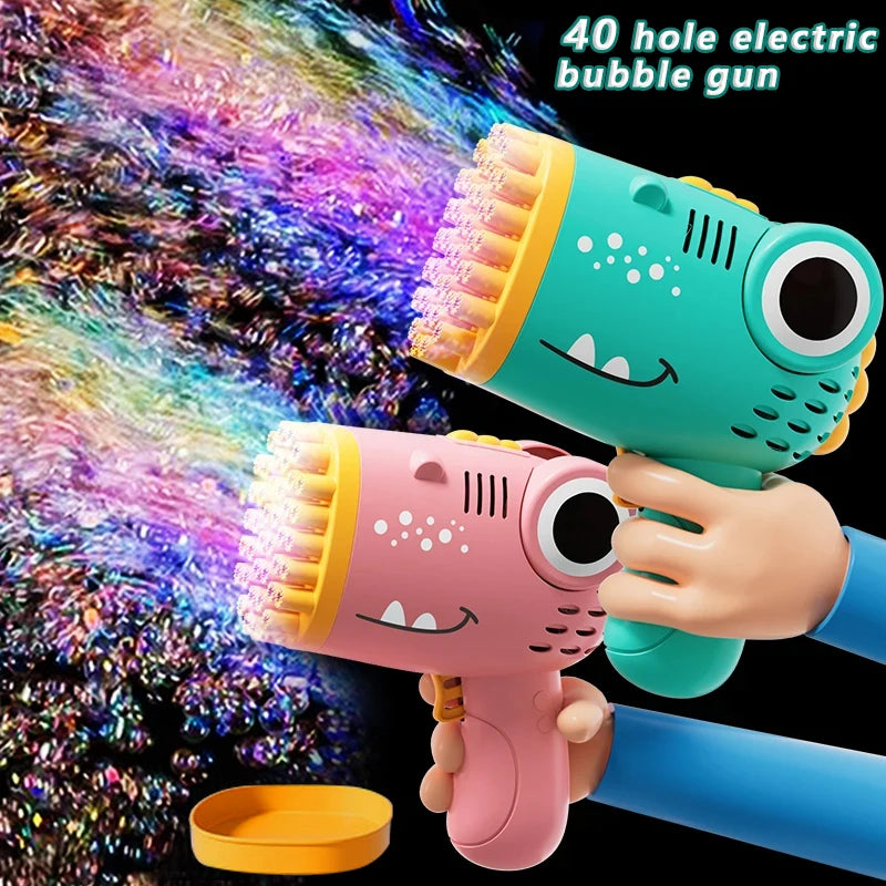 40 Hole Dinosaur Bubble Gun Automatic Electric Handheld Bubble Machine Outdoor Blowing Toys (Without Battery and Bubble Water)