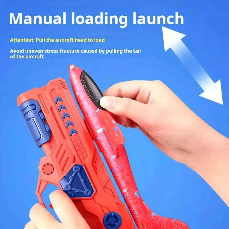 Glowing Foam Aircraft 10M Launcher Catapult Glider Airplane Gun Toy Children Outdoor Game Shooting Flying Boy Girl Holiday Gifts