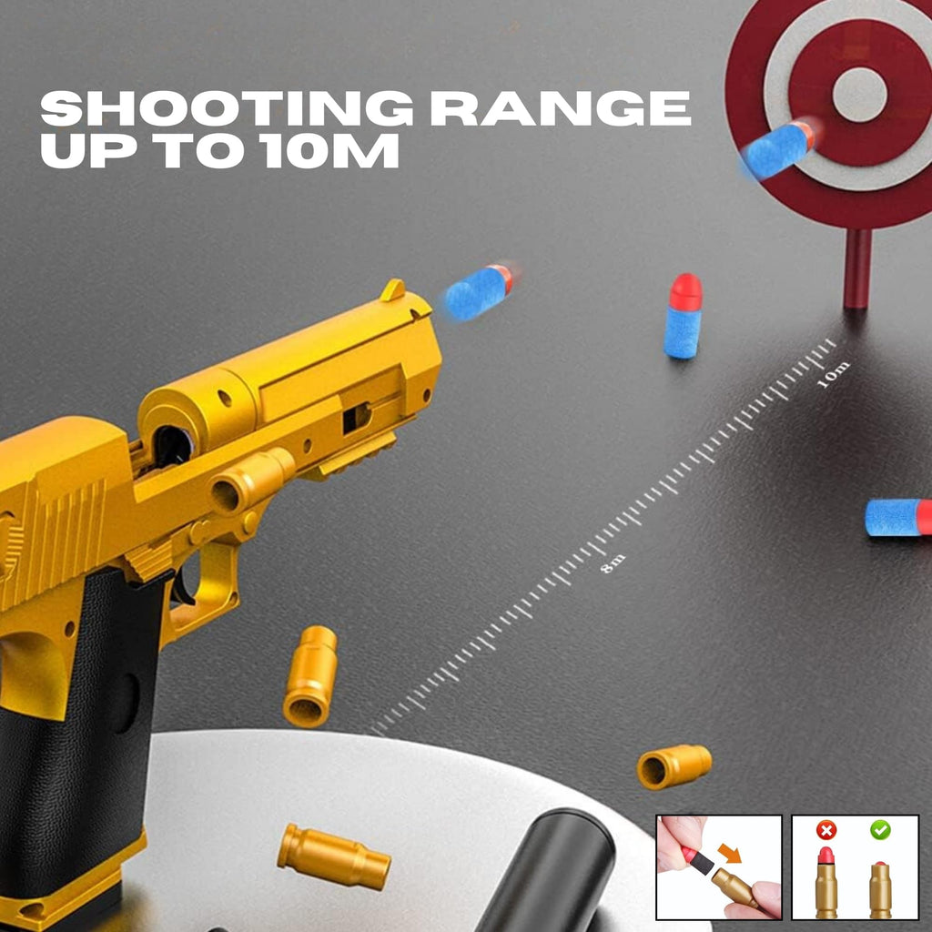 Toy Gun Shell Ejecting Soft Bullet with Ejecting Magazine - Toy Pistol with Soft Foam 10 Bullets - 8 Cartridges Toy Guns for Boys and Girls