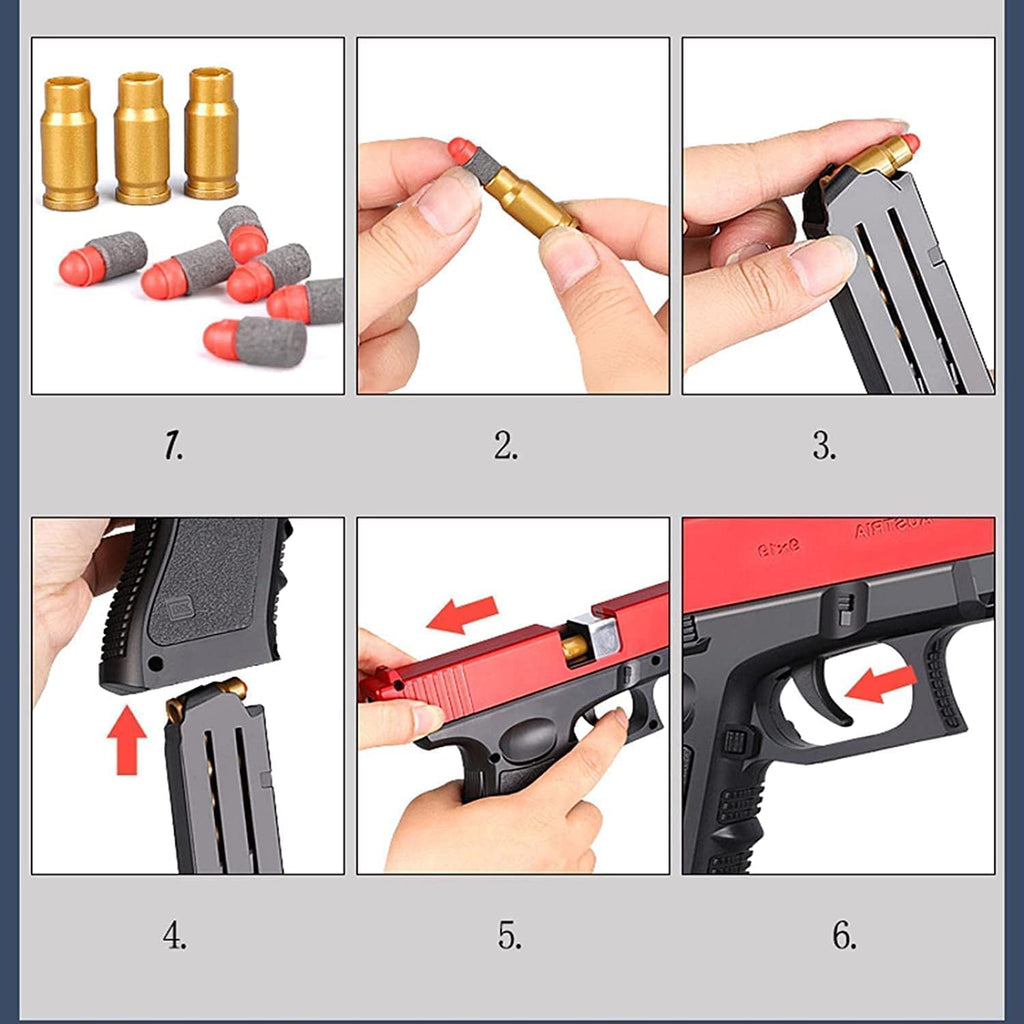 Toy Gun, Toy Guns for Boys, Upgrade Plastic Toy Pistol for Kids with Soft Foam, Children Education Foam Blaster Birthday Gift for Outdoor Play (Colour)