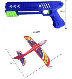 Airplane Launcher Toys, 12.6 Inch LED Foam Glider Airplane Catapult, 2 Flight Modes, Outdoor Sports Flying Toys 4 5 6 7 8 9 10 11 12 Years Old Boys Girls Birthday Gifts (Blue)