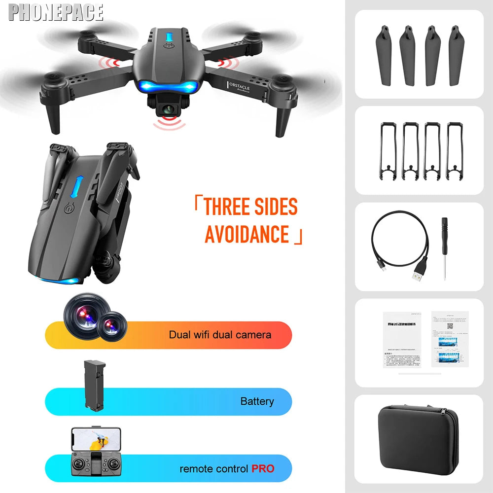 New E88Pro RC Drone 4K Professinal With 1080P Wide Angle Dual HD Camera Foldable RC Helicopter WIFI FPV Height Hold Apron Sell